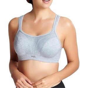 Panache Women's High Impact Underwire Sports Bra Size 34 D Grey Marl